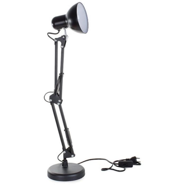 Lampa de birou 40W, Soclu E27, Veioza cu brat reglabil, Negru/Alb, Negru [3]