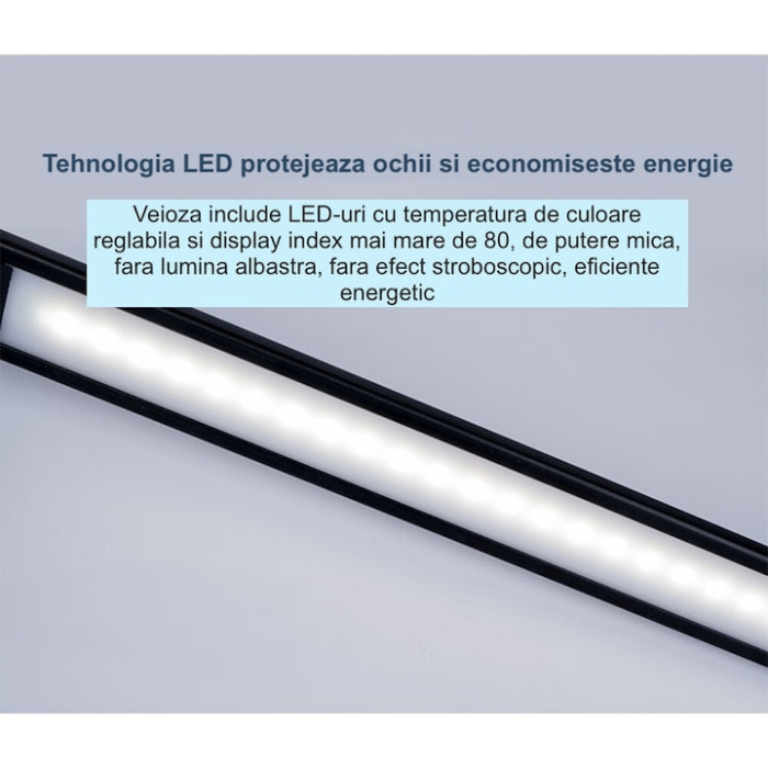 Lampa LED birou, incarcator wireless QI pentru telefon sau casti, control touch, port USB, temporizator, lumina in 5 culori-calda sau rece, ajustare intensitate cu atingere, pliabila, Negru [4]