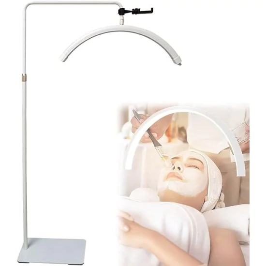 Lampa Led Semiluna cu Picior Fix, Reglarea Intesitatii si Suport pentru Telefon, 23 Inch, Alb [3]