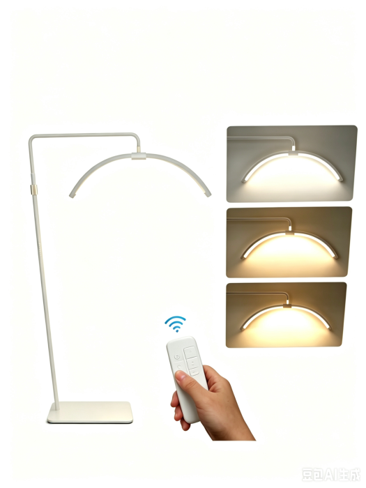 Lampa Led Semiluna cu Picior Fix, Reglarea Intesitatii si Suport pentru Telefon, 23 Inch, Alb [7]