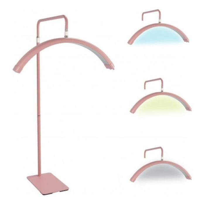 Lampa semiluna led moonlight - roz cu LED 58 cm, 40W, Lumina Calda, Rece, cu rotire 360°, ideala pentru Gene, Manichiura, Studio Tatuaje [2]
