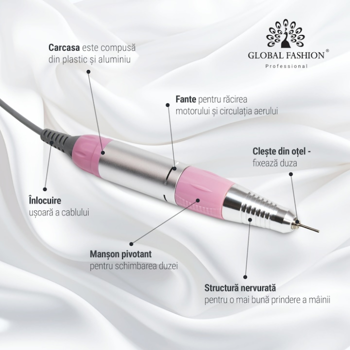 Mandrina rezerva pentru freza electrica, ZS-601, ZS-602, 25000 rotatii, Roz [4]