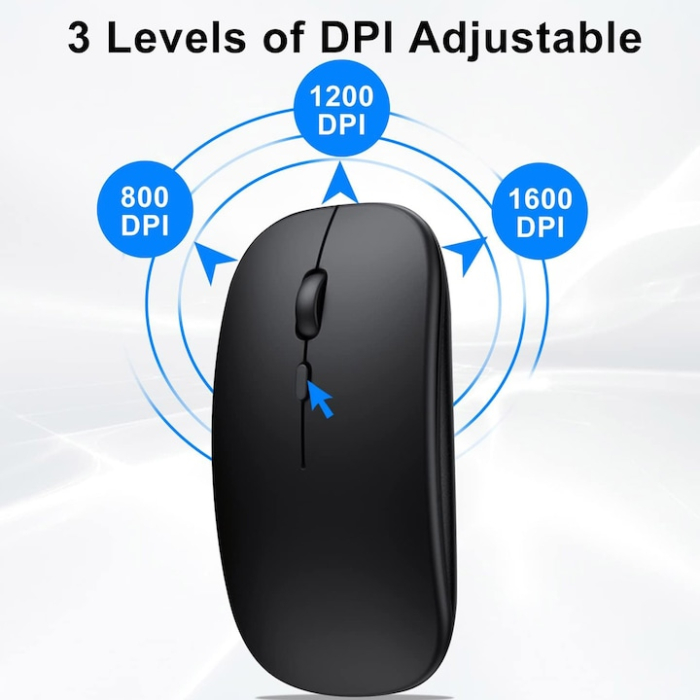 Mouse Bluetooth 5.1 si 2.4G Bluetooth dual-mode wireless, Zggzerg, Mouse de computer portabil cu receptor USB, Butoane mute, Cu buton DPI, reglabil 800/1200/1600DPI, Reincarcabil, 500mAh, Ergonomic, P [4]
