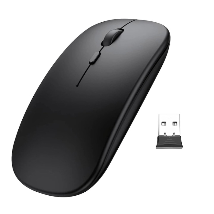 Mouse Bluetooth 5.1 si 2.4G Bluetooth dual-mode wireless, Zggzerg, Mouse de computer portabil cu receptor USB, Butoane mute, Cu buton DPI, reglabil 800/1200/1600DPI, Reincarcabil, 500mAh, Ergonomic, P [2]