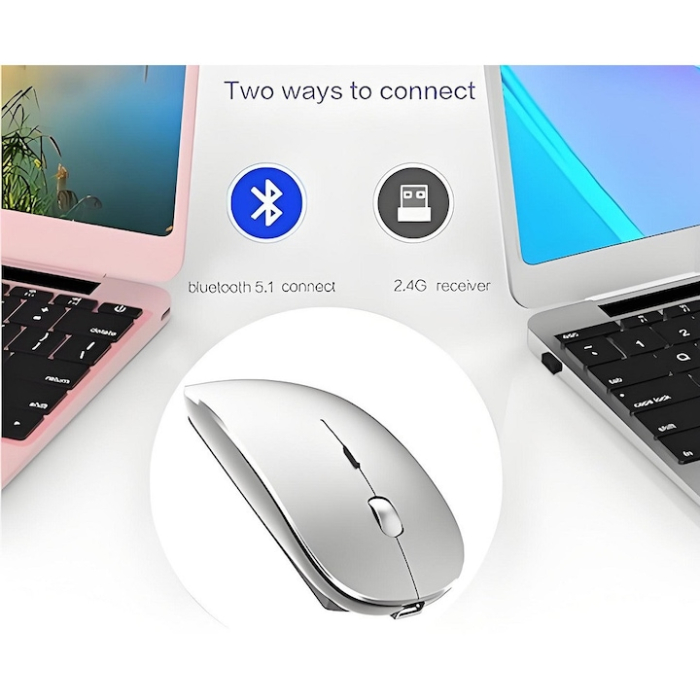 Mouse fara fir Bluetooth, 2.4G, portabil, argintiu, 11x5.8x2.7cm [3]