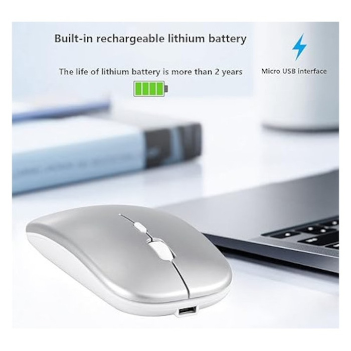 Mouse fara fir Bluetooth, 2.4G, portabil, argintiu, 11x5.8x2.7cm [2]