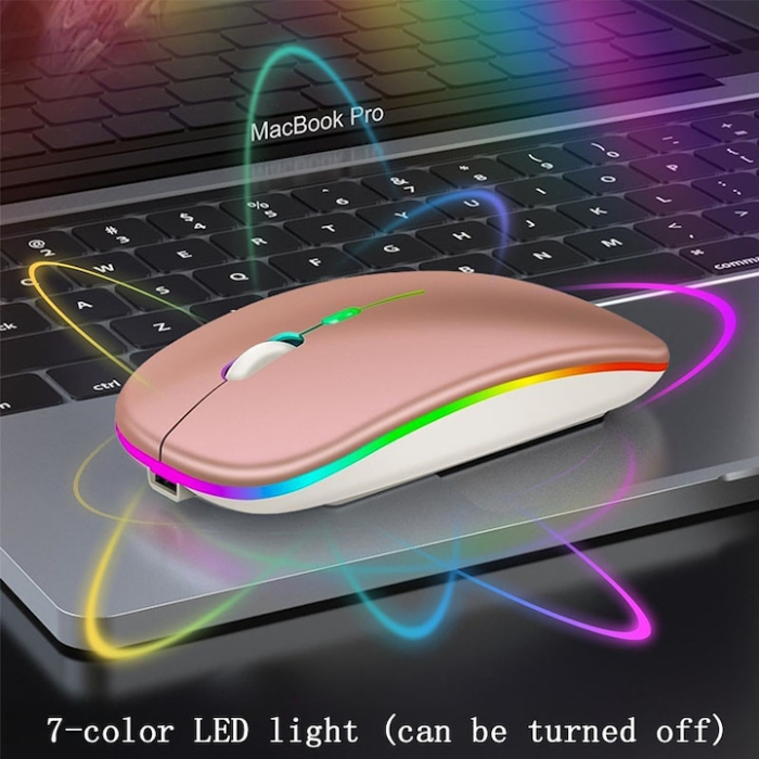 Mouse wireless roz, dual-mode, 800/1200/1600 DPI, iluminare LED, 58x26x112mm [3]