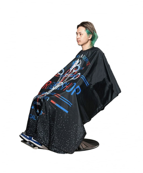 Pelerina de Frizerie QttvbTna, Rezistenta, Reutilizabila, Negru/Albastru/Mov, 160x140cm [5]