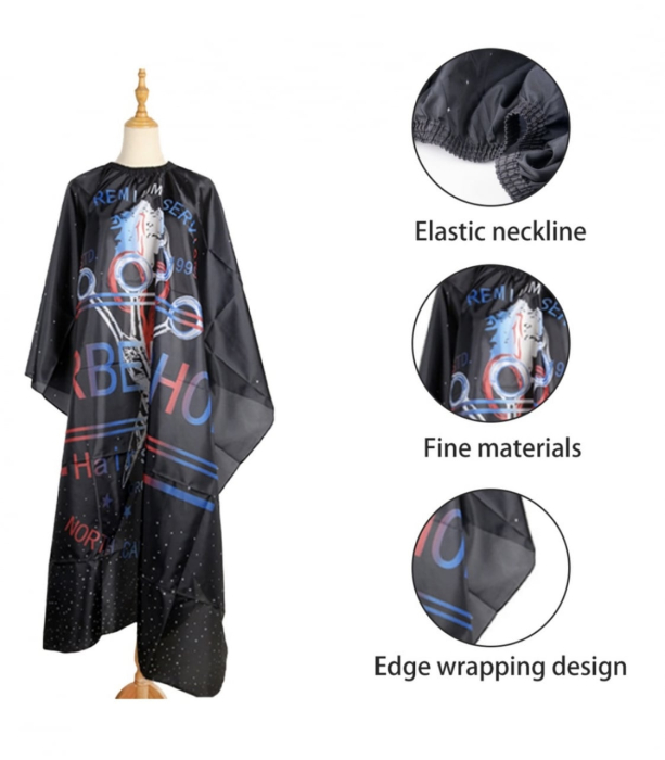 Pelerina de Frizerie QttvbTna, Rezistenta, Reutilizabila, Negru/Albastru/Mov, 160x140cm [3]