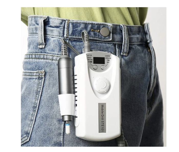 Pila electrica pentru unghii Profesionala, 30000RPM, portabila, pentru manichiura si pedichiura, 2200mAh Alb [2]