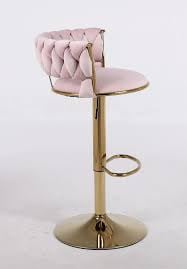 Scaun bar, rotativ, înălțime reglabilă, Catifea, Roz [2]
