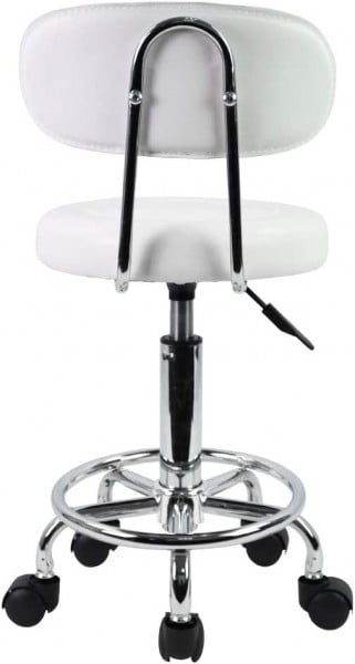 Scaun Cosmeticiana Cu Spatar, Alb, Taburet Cu Roti, Pentru Salon Cosmetica [2]