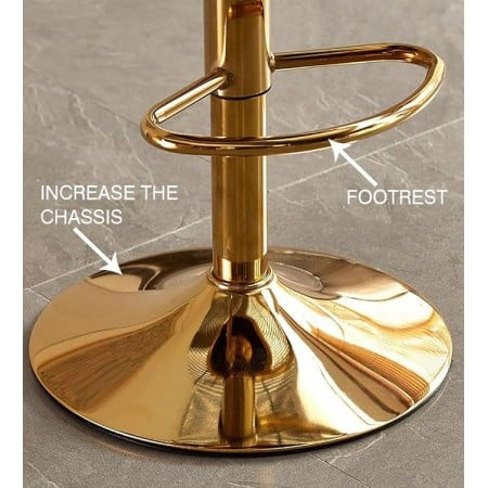 Scaun de bar din catifea cu bază aurie-albastru [4]