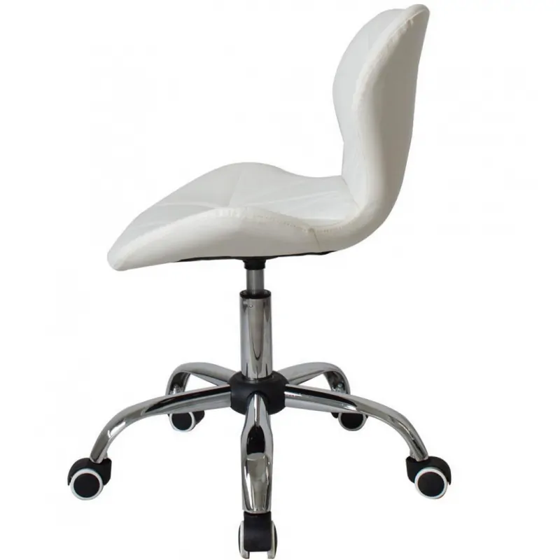 Scaun Frizerie Coafor , Reglabil pe Inaltime, Piele Ecologica alb [2]