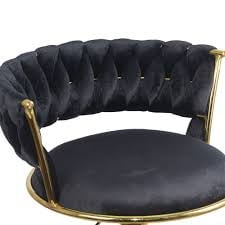 Scaun Make-up , scaun bar, rotativ, înălțime reglabilă, Catifea, Negru [4]