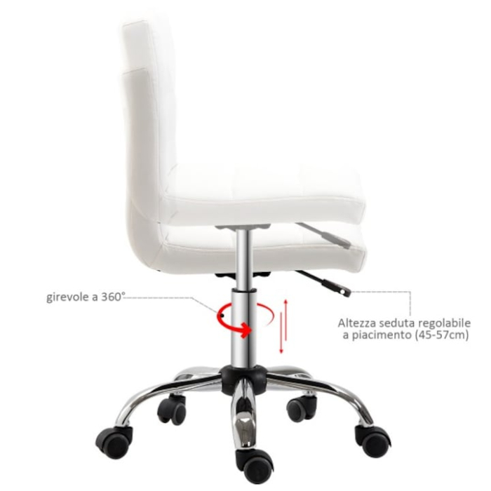 Scaun rotativ reglabil  din piele sintetica, alb, 46x51x76-88 cm [5]
