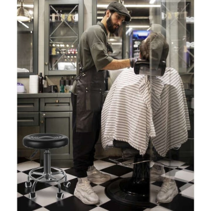 Scaun-taburet pentru salon, Beautylushh, Piele/Cauciuc, Negru [8]