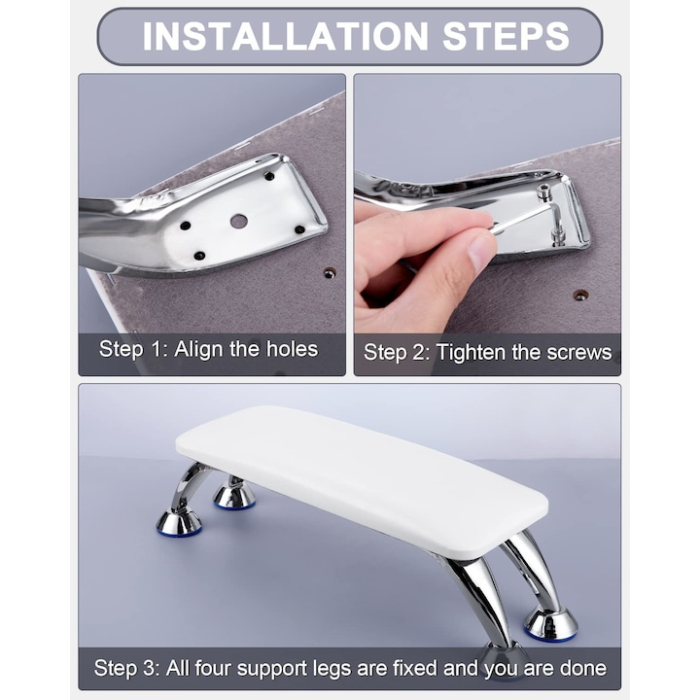 Suport de maini pentru manichiura, 50.5 x 15.5 cm, alb [4]