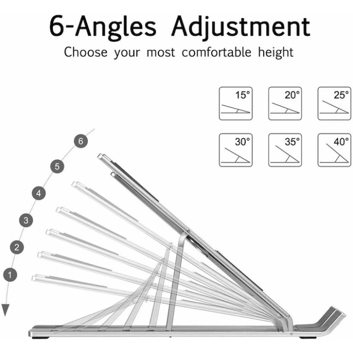 Suport Laptop, SL-1, pliabil, aluminiu, argintiu, pana la 15,6 inch [5]