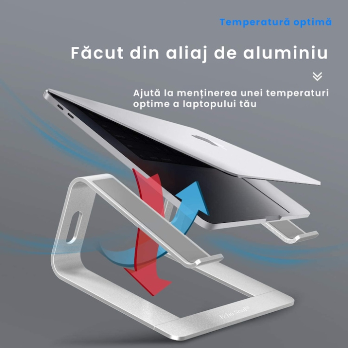 Suport pentru laptop, ergonomic, portabil, detasabil, compatibil cu laptopuri de la 10-15.6 inch, fabricat din aluminiu [4]