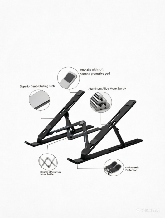 Suport reglabil pentru laptop, Macbook, iPad sau tableta, 7 "-15,6", Aluminiu, negru [2]