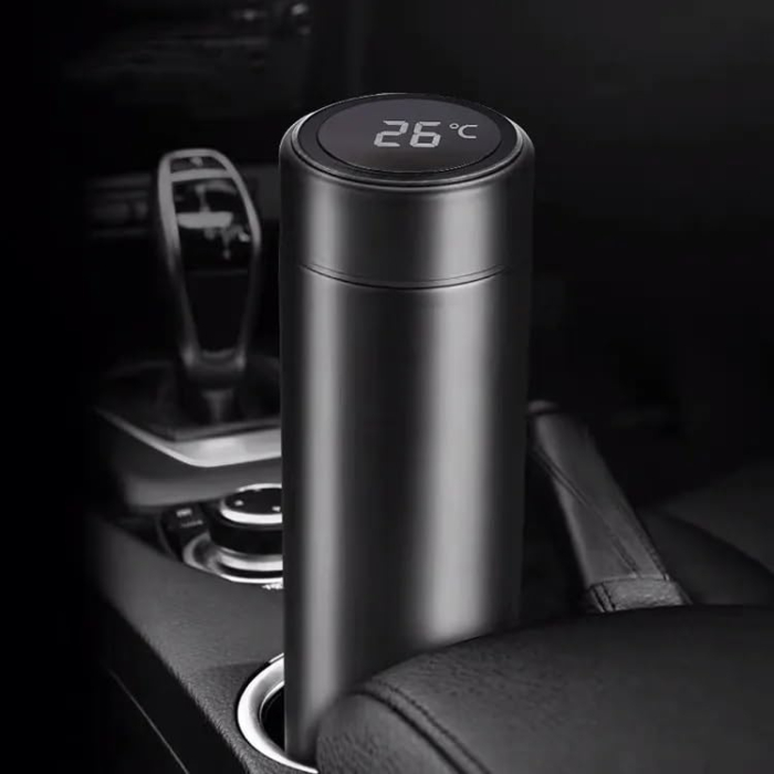 Termos smart cu afisaj led, indicator temperatura, 500 ml, negru, otel inoxidabil [5]