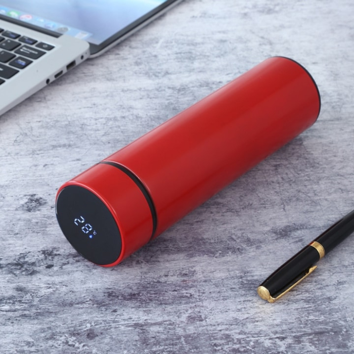 Termos smart cu pereti dublii din inox si afisaj LED, indicator temperatura C, rosu, 500 ml [3]