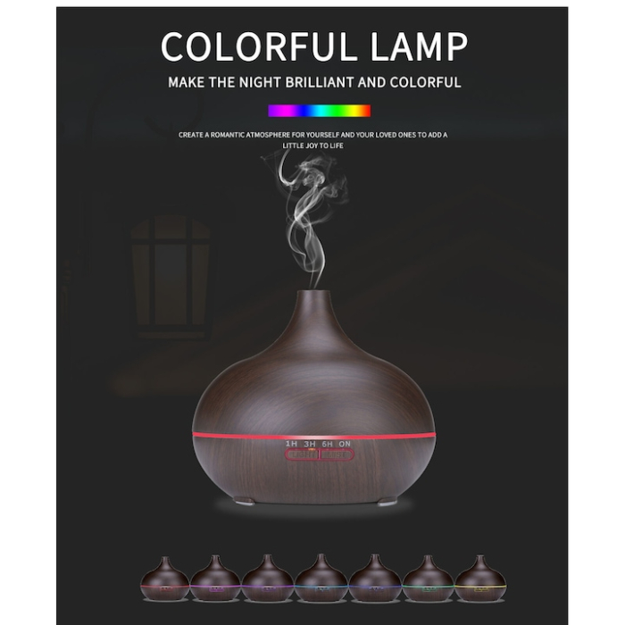 Umidificator/Difuzor aromaterapie cu ultrasunete Fresh Air,cu telecomanda, wenge, 7 culori programabil,oprire automata [3]
