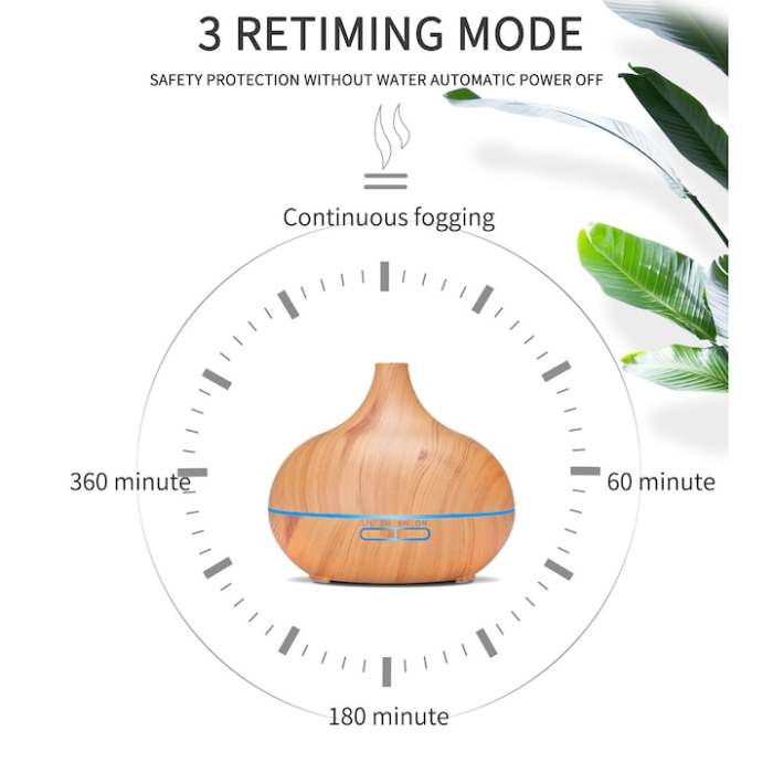 Umidificator/Difuzor aromaterapie cu ultrasunete ,lemn natur,7 culori programabil, cu telecomanda,oprire automata [5]