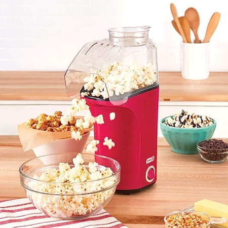 Aparat de popcorn - Aparat de preparat popcorn WELUOT, 1200W, container dozare, rosu