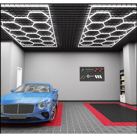 Aplica LED Hexagon HoneyComb, 14 Hexagoane, garaj atelier barbershop 4840x2430cm, 672W, 70000 lumeni [1]