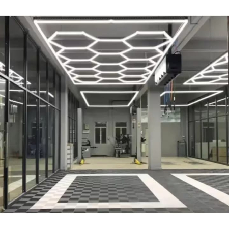 Aplica LED Hexagon HoneyComb, 14 Hexagoane, garaj atelier barbershop 4840x2430cm, 672W, 70000 lumeni [4]