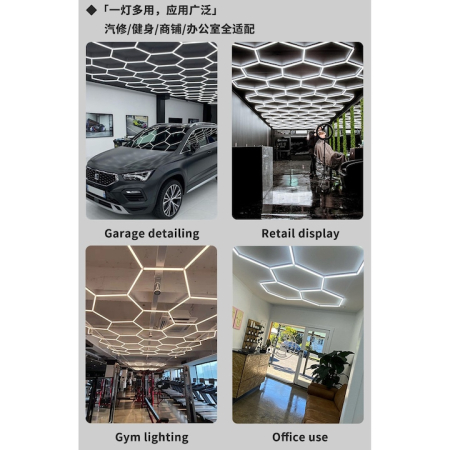 Aplica LED Hexagon HoneyComb, 5 Hexagoane Tavan/Perete ZoePRO COOL 2.34x1.66m [3]