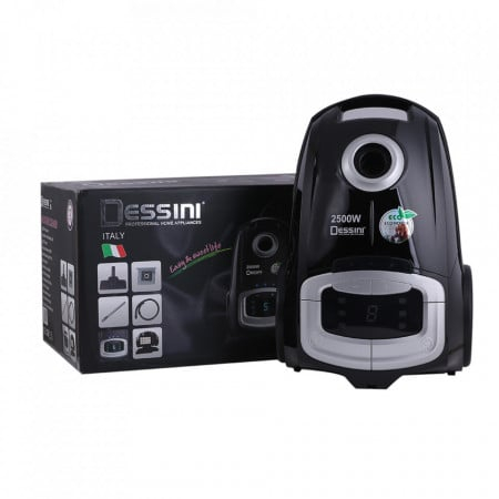 Aspirator - Aspirator puternic 2500W, Dessini DS-777, Sac reutilizabil, Filtru aer 6 niveluri, HEPA, Display LED, Super silentios