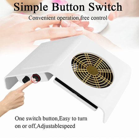 Aspirator unghii profesional, Rqiurpn, 40W, cu suport pentru brate din piele, Alb [3]