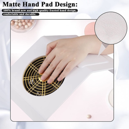 Aspirator unghii profesional, Rqiurpn, 40W, cu suport pentru brate din piele, Alb [2]