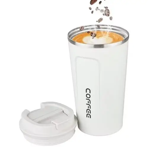Cana Termos  Afisaj LED Temperatura, Fara Scurgeri, Inchidere Ermetica, Design Modern, Confortabil, Practic, Eficient, Portabil, Capacitate 380 ml, Inox, 15.5x8.5cm, Alb [1]