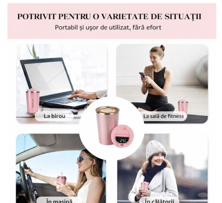 Cana Termos Smart display  afiseaza temperatura, fara scurgeri, inchidere ermetica, design modern, confortabil/practic/eficient, mentine gradele pana la 6 ore Cald si pana la 10 ore Rece, capacitate 5 [2]