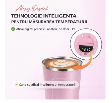 Cana Termos Smart display  afiseaza temperatura, fara scurgeri, inchidere ermetica, design modern, confortabil/practic/eficient, mentine gradele pana la 6 ore Cald si pana la 10 ore Rece, capacitate 5 [4]