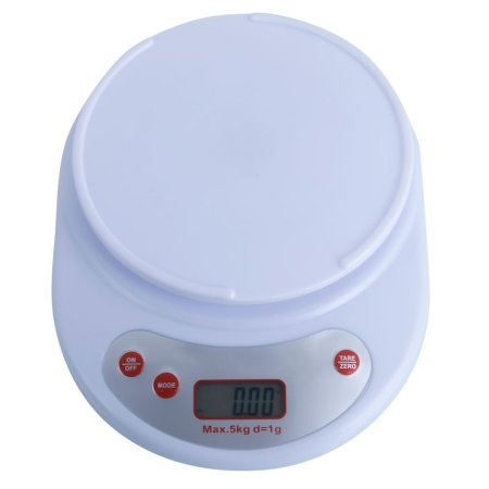 Cantar pentru bucatarie, bol inclus, greutate maxima 5 Kg, display LCD, inchidere automata, alb [1]