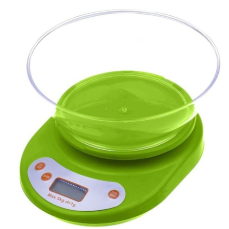 Cantare - Cantar pentru bucatarie, bol inclus, greutate maxima 5 Kg, display LCD, inchidere automata, verde