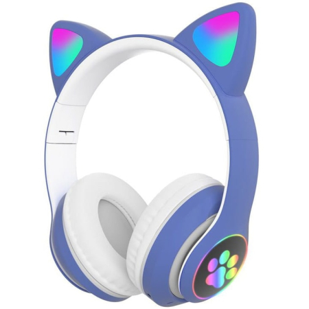 Casti Audio - Casti audio copii, Protect, RGB, Bluetooth, Albastru