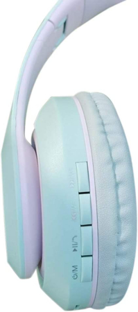 Casti audio Wireless,  model pisicuta cu urechi, pentru copii, albastru deschis [3]