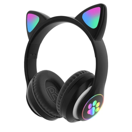 Casti Audio - Casti Wireless pentru Copii Selani CAT cu lumini LED, Negru