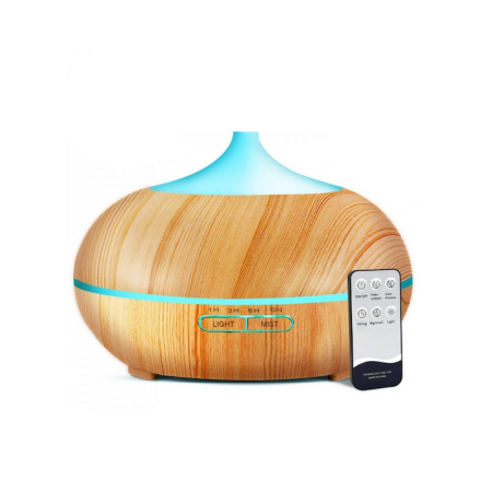 Umidificatoare Aer - Difuzor Aromaterapie cu ultrasunet, uleiuri esentiale, cu telecomanda 300 ml, stejar