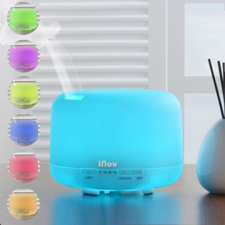 Umidificatoare Aer - Difuzor Aromaterapie cu ultrasunete si Umidificator cu led, Lampa de veghe, silentios, 500 ml, programabil, Alb