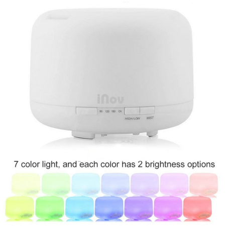 Difuzor Aromaterapie cu ultrasunete si Umidificator cu led, Lampa de veghe, silentios, 500 ml, programabil, Alb [1]