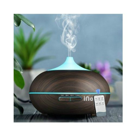 Difuzor Aromaterapie cu ultrasunete + Telecomanda si Umidificator cu led iNOV DZ-02, silentios, 550 ml, stejar inchis [2]