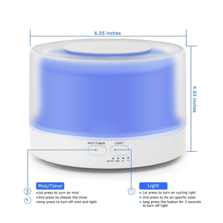 Difuzor de Aroma Terapie, Umidificator,Lampa de veghe ,700 ml ,Ultrasonic , 7 Culori Cu Telecomanda, Difuzor de Arome si de Ulei Esential [1]
