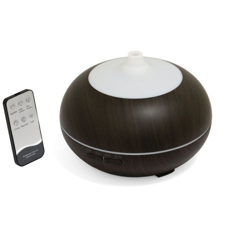 Umidificatoare Aer - Difuzor Ulei/Aromaterapie cu ultrasunete 550ml, 8 culori LED, Telecomanda, Silentios, Oprire automata, Stejar inchis